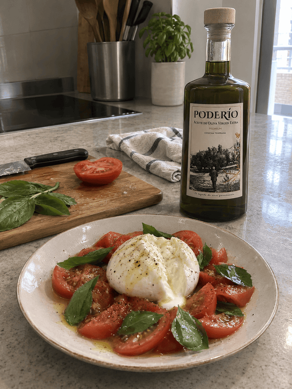 Burrata con tomate y albahaca: receta fácil con AOVE