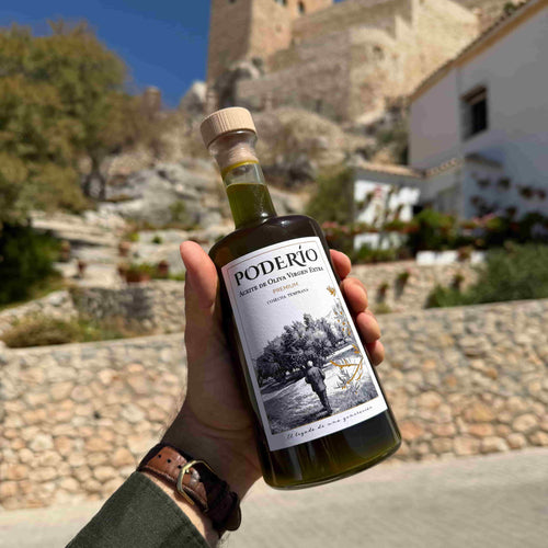 Botella de aceite verde de cosecha temprana